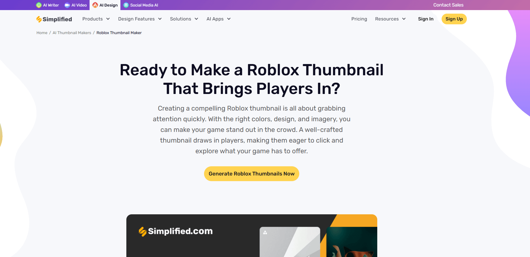 Simplified Roblox Thumbnail Maker