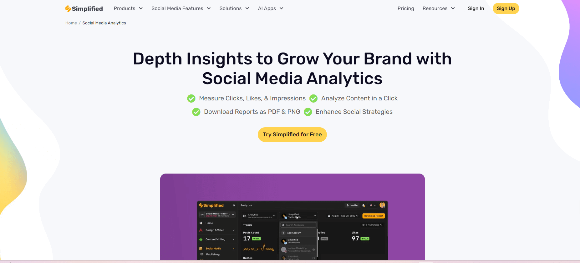 Simplified social media analytics