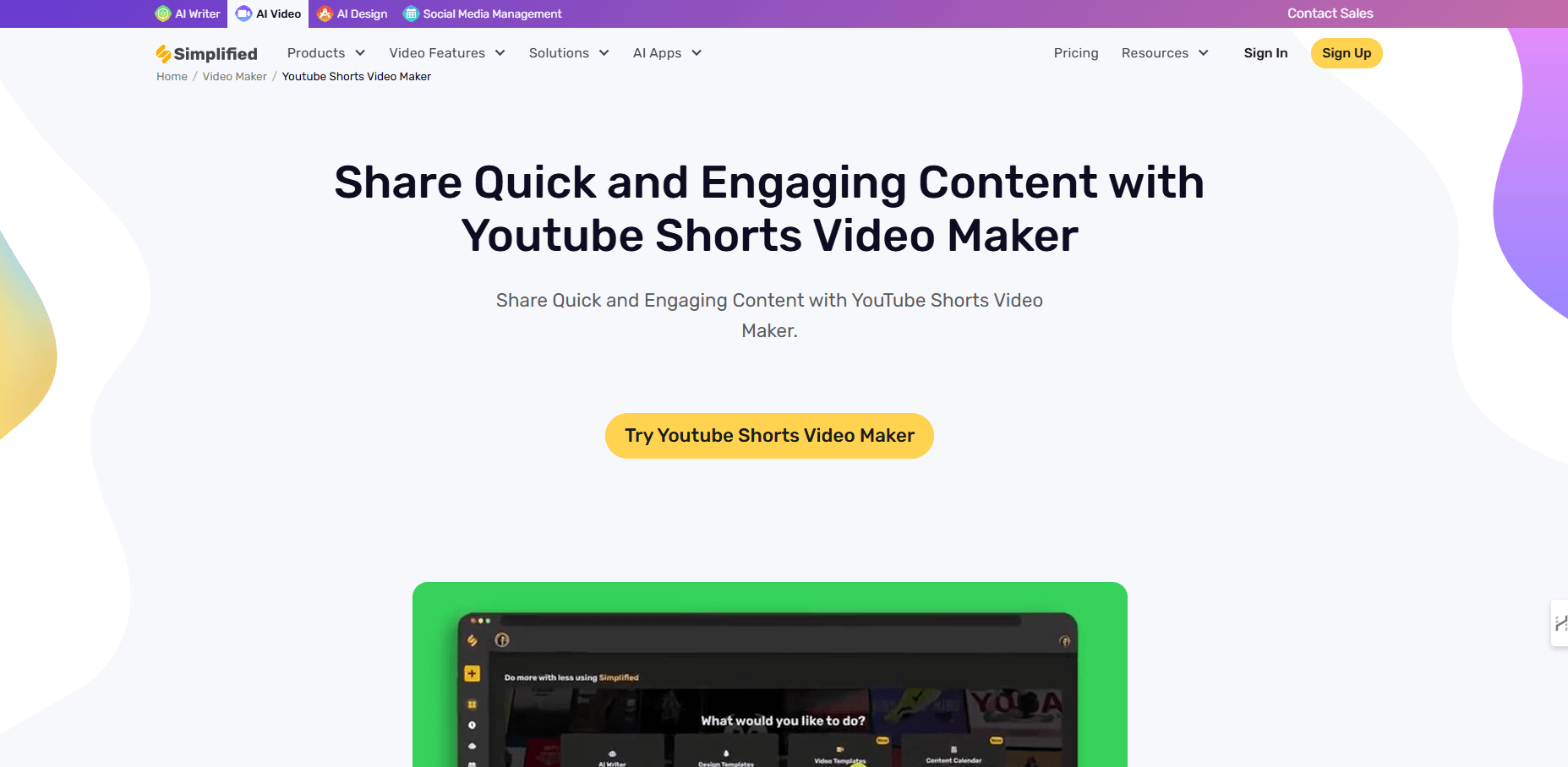 simplified youtube shorts maker