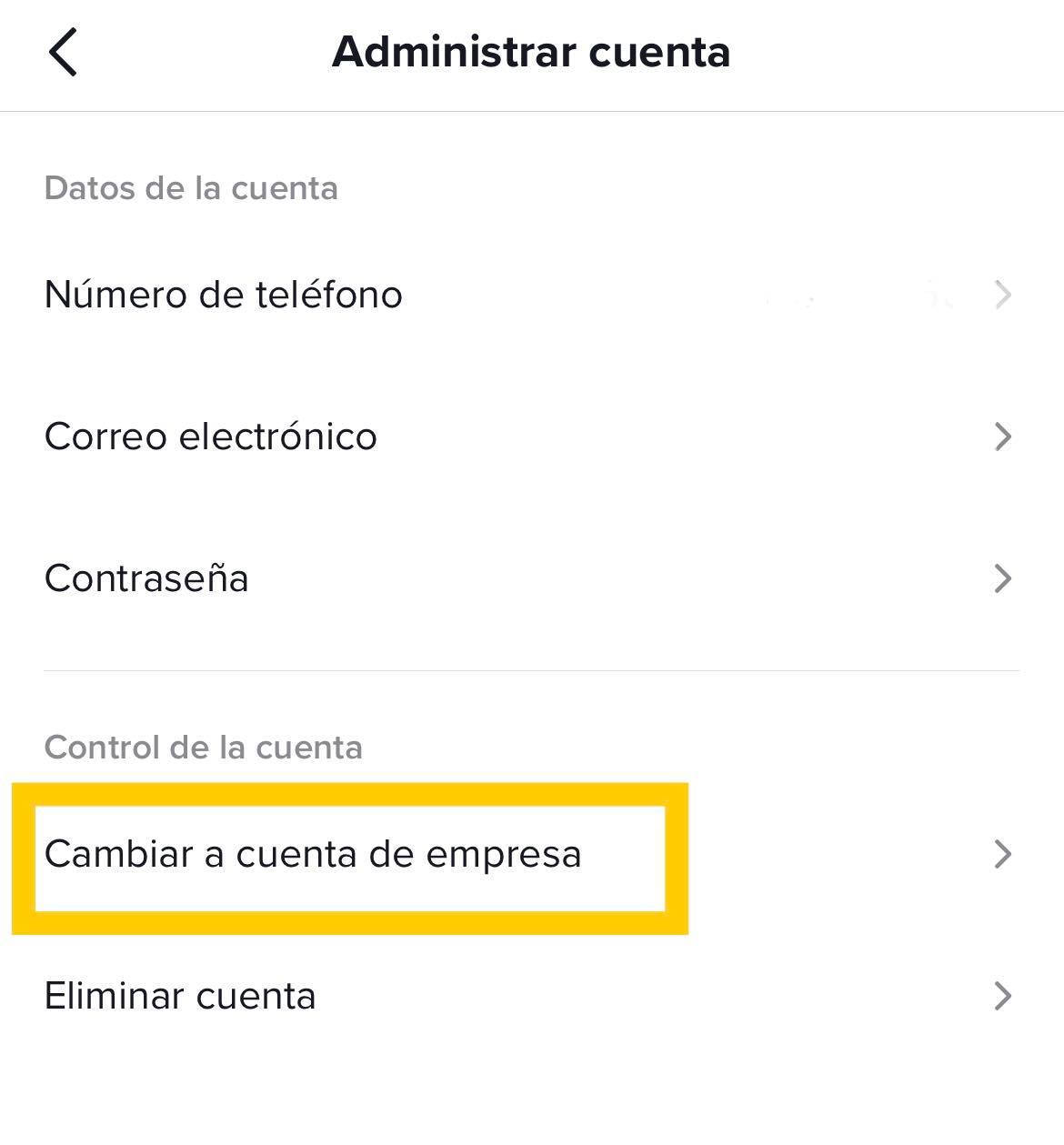 Perfil de TikTok para empresas