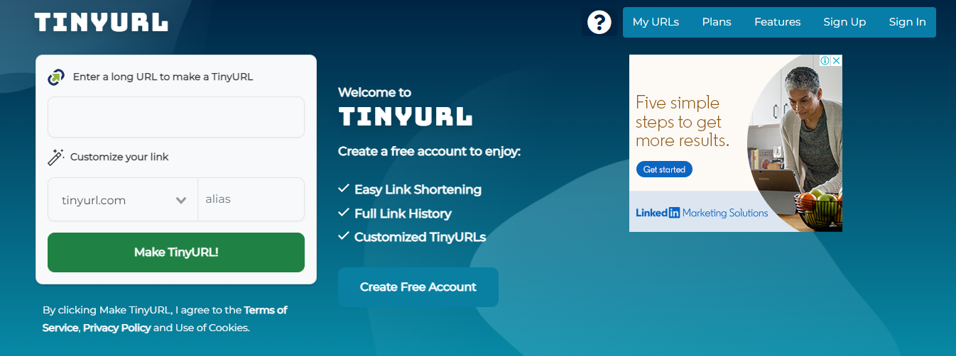 Tiny URL shortener tool
