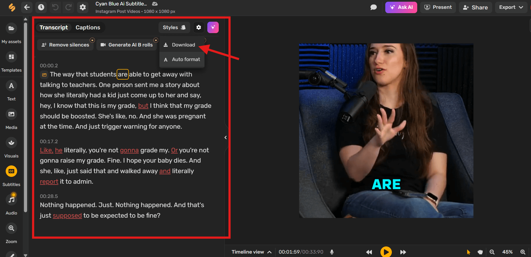 Download or copy your Youtube Video transcript