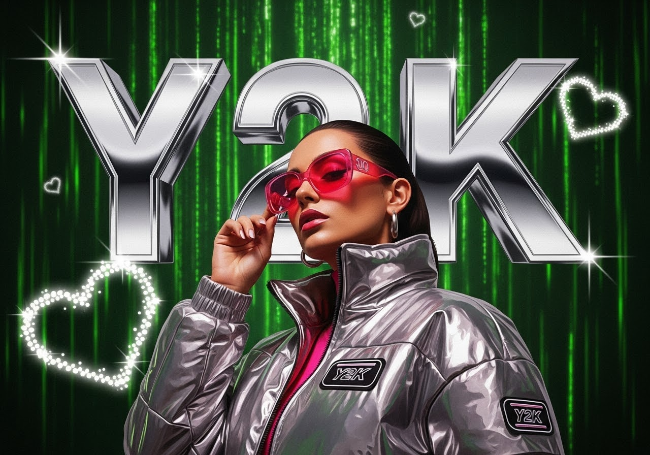 Simplified AI Generated Iimage in Y2K Chrome Aesthetic Style